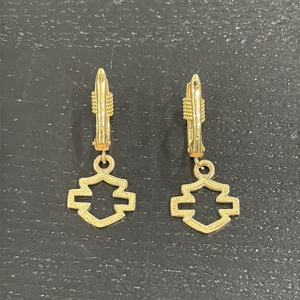 Harley-Davidson 10K Gold Vintage Stamper Earrings - Picture 4 of 8